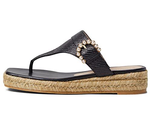 Stuart Weitzman Espadrille-Sandalen mit Perlenschnalle, schwarz, 35.5 EU von STUART WEITZMAN
