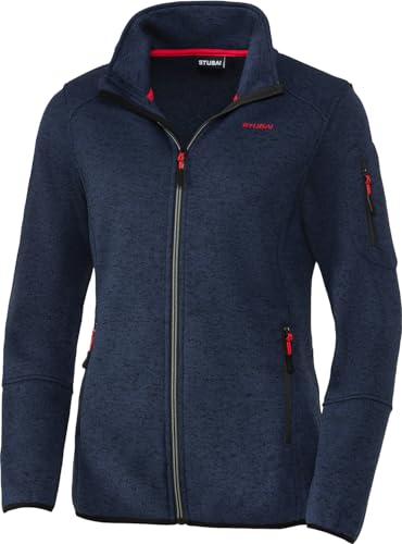 STUBAI Damen Strickfleecejacke, mit flauschigem Fleece auf der Innenseite, Übergangsjacke mit Reißverschluss, modische Damenbekleidung, Marine, Gr. 42 von STUBAI