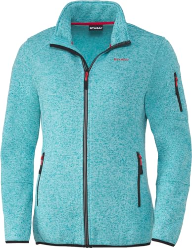 STUBAI Damen Strickfleecejacke, mit flauschigem Fleece auf der Innenseite, Übergangsjacke mit Reißverschluss, modische Damenbekleidung, Türkis, Gr. 46 von STUBAI