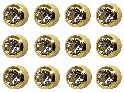 12 Paar Studex April/Crystal Regular 4mm Gold Überzogene Lünette Einstellung Ohr Piercing Ohrstecker Birthstone von STUDEX