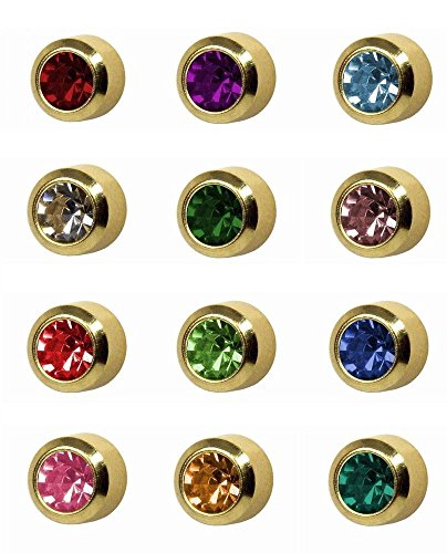12 Paar Studex Birthstones Mini 2mm vergoldet Lünette Einstellung Ohr Piercing Ohrstecker von STUDEX
