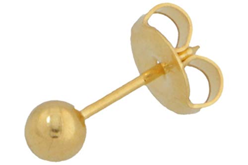 Sterile Chirurgenstahl Ohrstecker mit Kugel 3/4 mm vergoldet, Edelstahl, Kein Edelstein von STUDEX