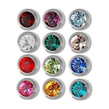 Studex Surgical Steel 4mm Regular Size Ear Piercing Earrings Studs 12 Pair Mixed Colors White Metal by von STUDEX