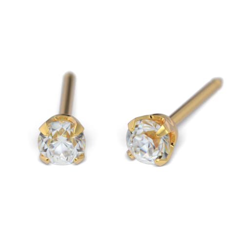Studex TUBE Hypoallergenic Earrings Ohrringe, Cubic Zirconia, gold plattiert oder Weiß (2mm, vergoldet) von STUDEX