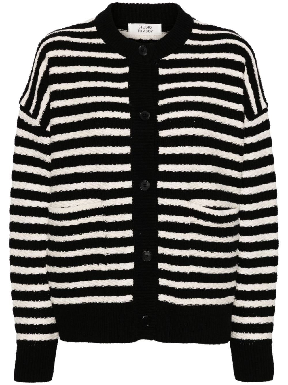 STUDIO TOMBOY striped cable-knit cardigan - Schwarz von STUDIO TOMBOY