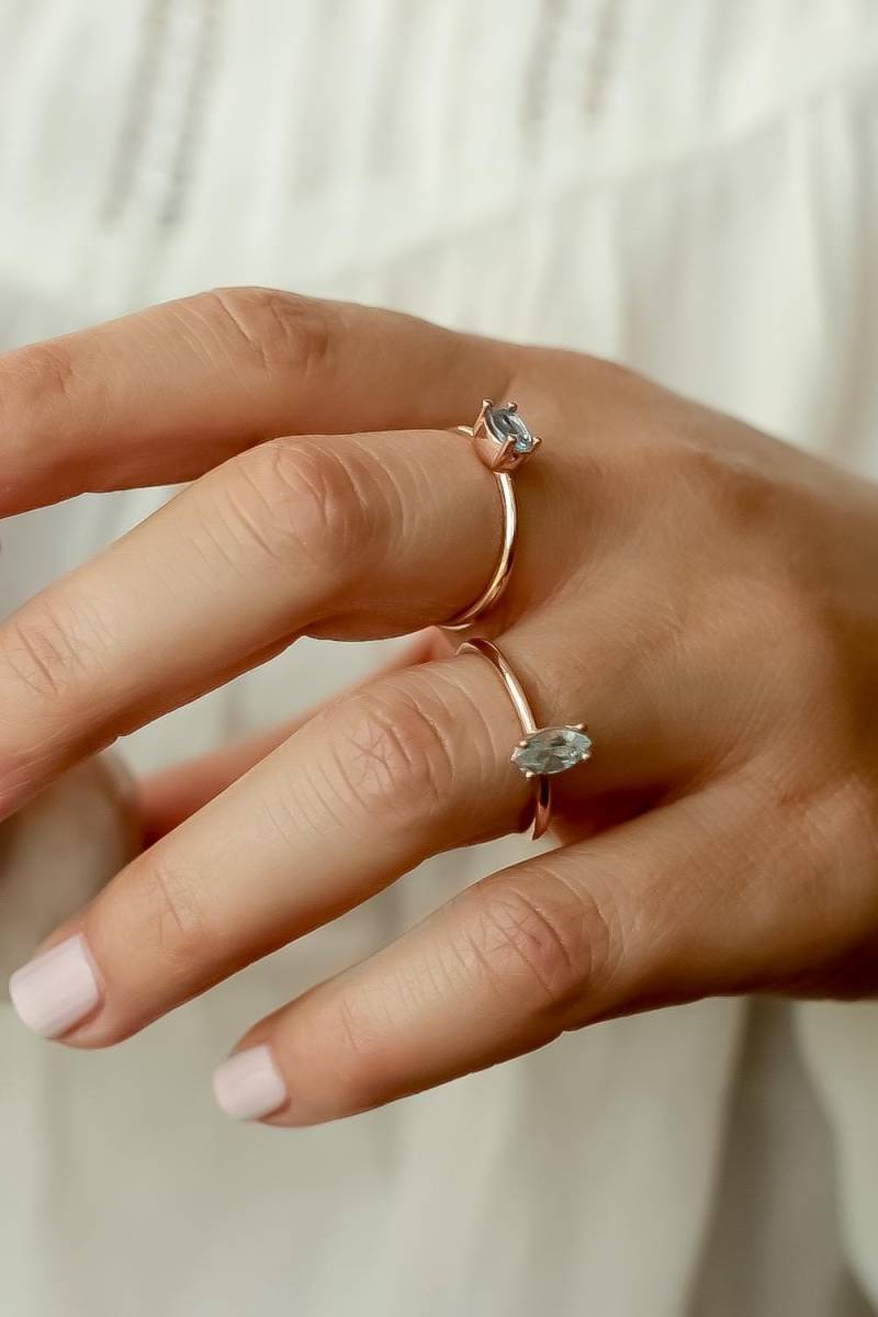 Echter Aquamarin-Ehering/14K Solid Goldring von STUDIORAINJEWELRY