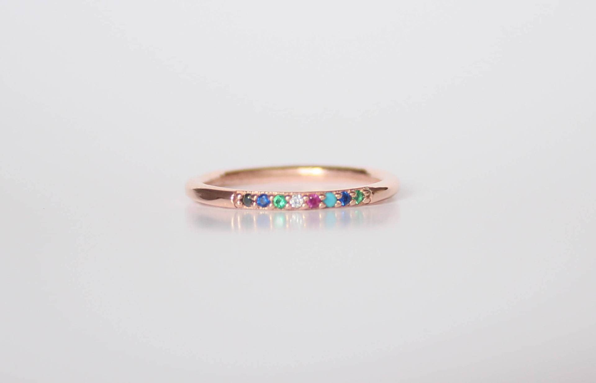 Multicolor 14K Goldring/Rubin Saphir Smaragd Türkis von STUDIORAINJEWELRY