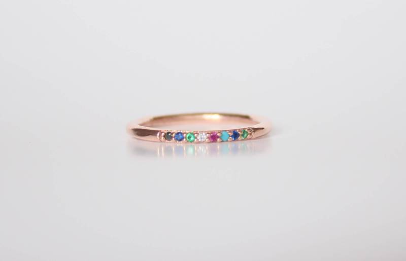 Multicolor 14K Goldring/Rubin Saphir Smaragd Türkis von STUDIORAINJEWELRY