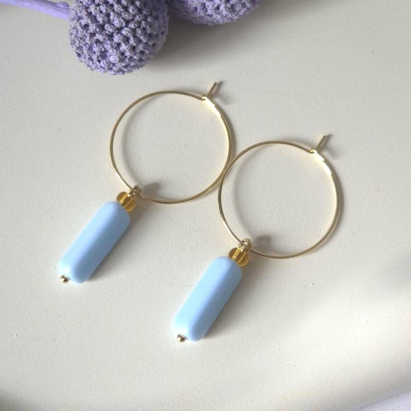 Berlin | Creolen 18K Vergoldet Mit Vintage-Anhänger Aus Den 1980Ern Jahren Acryl Und Glas Ohrringe Gold Geschenk Für Sie von STUDIOTrishDE