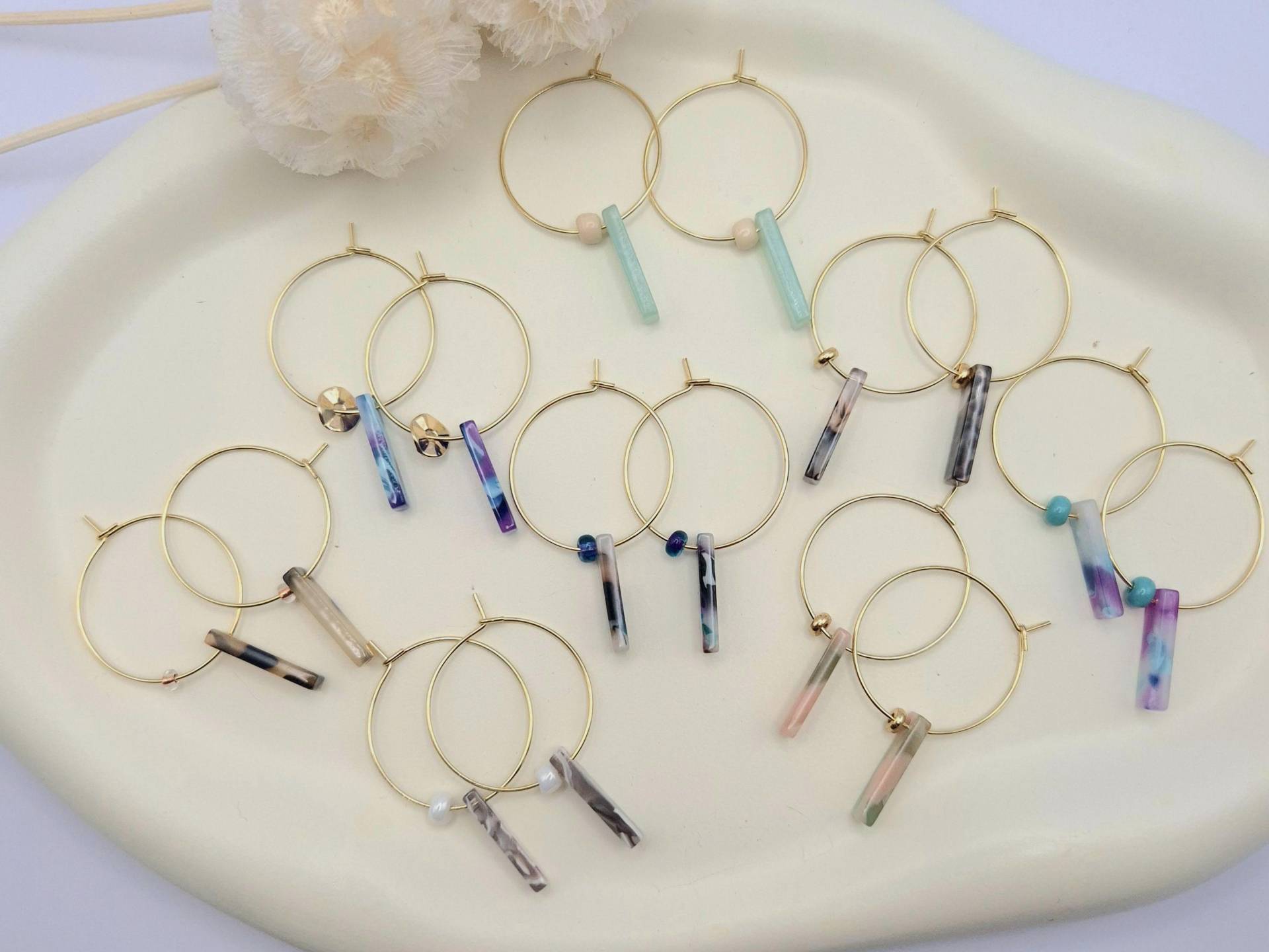 Danzig | Creolen 18K Vergoldet Acetatanhänger Boho Stil Ohrringe Gold| Geschenk Für Sie Unikat Danzig | Creolen 18K Vergoldet Acetatanhänger Boho Stil Ohrringe Gold| Geschenk Für Sie Unikat von STUDIOTrishDE