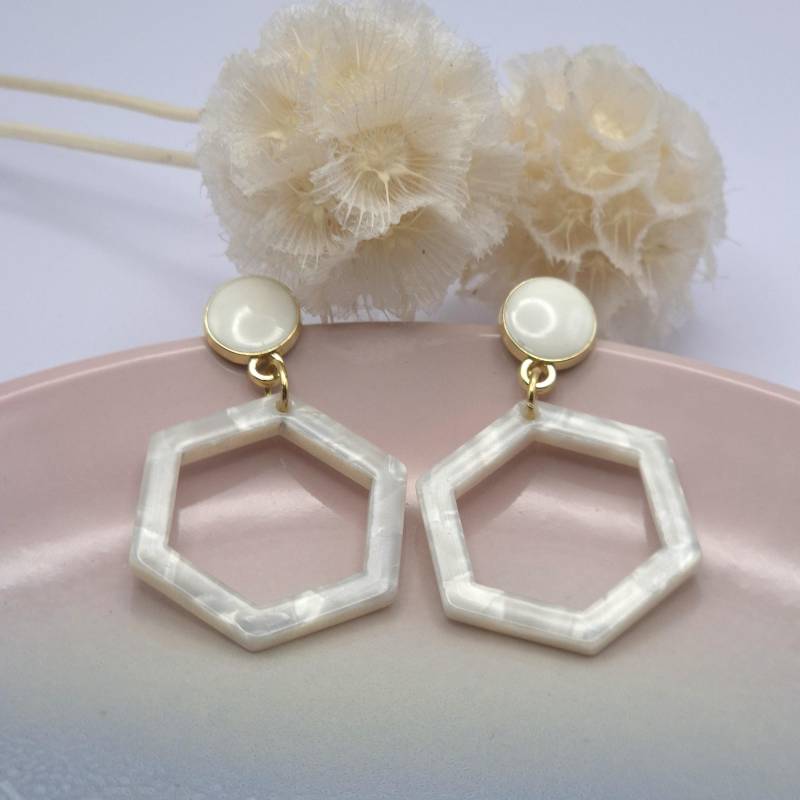 Ophelia | Ohrringe Vergoldet Acetatanhänger Emaille Elegante Gold Geschenk Für Sie Statement von STUDIOTrishDE