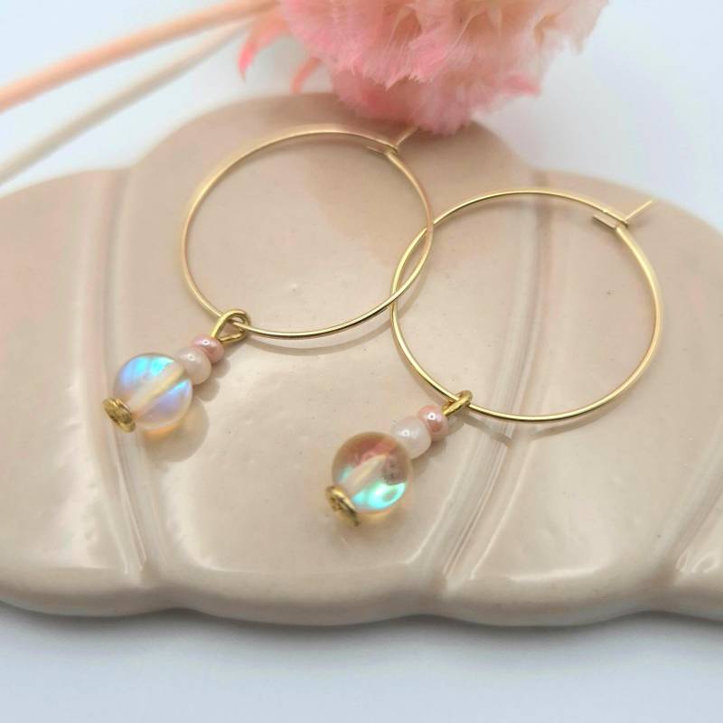 Paris | 18K Vergoldete Creolen Bergkristall Irisierend Ohrringe Gold Geschenk Für Sie von STUDIOTrishDE