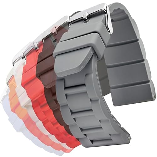 Alpine Sportliches dick gepolstertes Silikon-Uhrenarmband – Gummi-Uhrenarmband für große Uhren – verschiedene Farben – 26 mm, 28 mm und 30 mm 28MM grau von STUNNING SELECTION