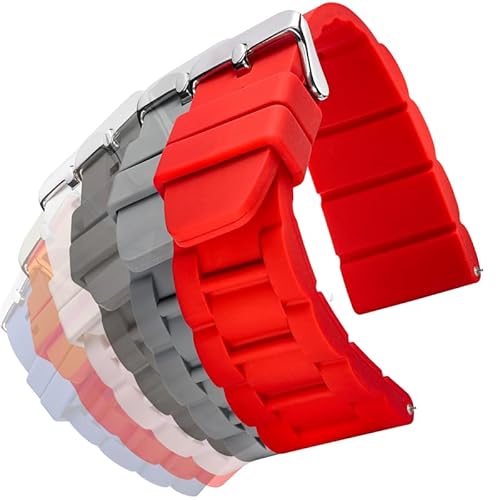 Alpine Sportliches dick gepolstertes Silikon-Uhrenarmband – Gummi-Uhrenarmband für große Uhren – verschiedene Farben – 26 mm, 28 mm und 30 mm 28MM rot von STUNNING SELECTION