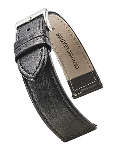 STUNNING SELECTION Alpine Flachnähte Echtes Leder Uhrenarmband mit Schnellverschluss Federstege - Schwarz - 14mm, 14 mm, Leder STUNNING SELECTION Alpine Flachnähte Echtes Leder Uhrenarmband mit Schnellverschluss Federstege - Schwarz - 14mm, 14 mm, Leder von STUNNING SELECTION