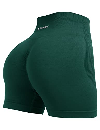 STUNNY Damen Athletic Workout Shorts für Frauen Active Gym Seamless Scrunch Intensify Butt Lifting High Waist, Evergreen, Klein STUNNY Damen Athletic Workout Shorts für Frauen Active Gym Seamless Scrunch Intensify Butt Lifting High Waist, Evergreen, Klein von STUNNY