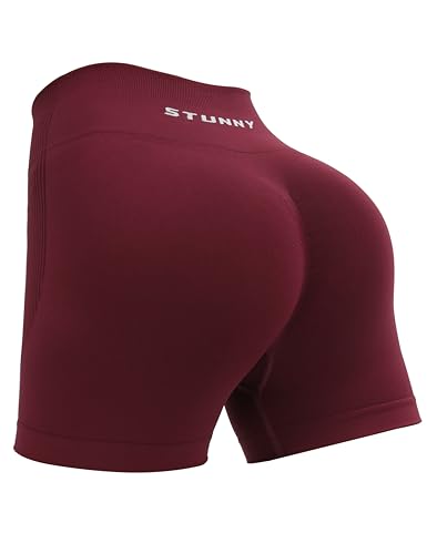 STUNNY Sportliche Workout-Shorts für Damen, aktives Fitnessstudio, nahtlos, Scrunch intensiviert, Po-Heben, hohe Taille, #1 Black Berry, Klein STUNNY Sportliche Workout-Shorts für Damen, aktives Fitnessstudio, nahtlos, Scrunch intensiviert, Po-Heben, hohe Taille, #1 Black Berry, Klein von STUNNY