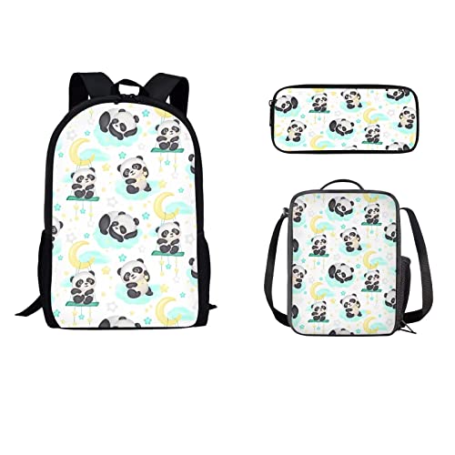 STUOARTE 3-teiliges Bakcpack-Set, Rucksack mit Raumschiff- und Raketendruck, mit Lunch-Tasche, Federmäppchen für Kinder, Vorschule, leichte Schüler, Schultasche, Laptop-Umhängetasche von STUOARTE