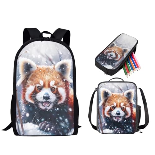 STUOARTE 3-teiliges Schultaschen-Set, 43,2 cm Rucksack, 3-in-1-Set für Kinder und Teenager, mit Lunchtasche, Federmäppchen, Waschbär, mehrfarbig, Einheitsgröße, Tagesrucksäcke von STUOARTE