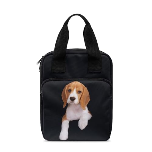 STUOARTE Bibelhülle für Kinder und Erwachsene, tragbare Bibeltasche mit Reißverschluss und Vordertasche, Kirchentasche, Beagle, Schwarz und Weiß von STUOARTE