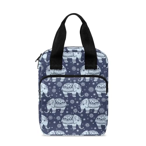 STUOARTE Bibelhülle für Kinder und Erwachsene, tragbare Bibeltasche mit Reißverschluss und Vordertasche, Kirchentasche, Boho-Elefant, Blau von STUOARTE