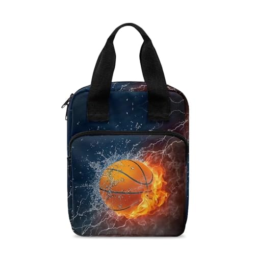 STUOARTE Bibelhülle mit Reißverschluss und Griff, tragbare Bibeltasche für Kinder, Teenager, Erwachsene, Bibel-Tragetasche, Kirchentasche, Wasserfeuer Basketballball, mehrfarbig von STUOARTE