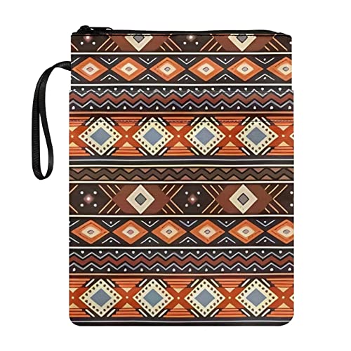 STUOARTE Buchhülle mit Azteken-Streifen für Buchliebhaber, Studenten, Lehrer, Buchhülle mit Reißverschluss, Buchschutz, Tasche für Taschenbuch, Bucheinband, Tasche, Teenager, Erwachsene, Kinder, von STUOARTE