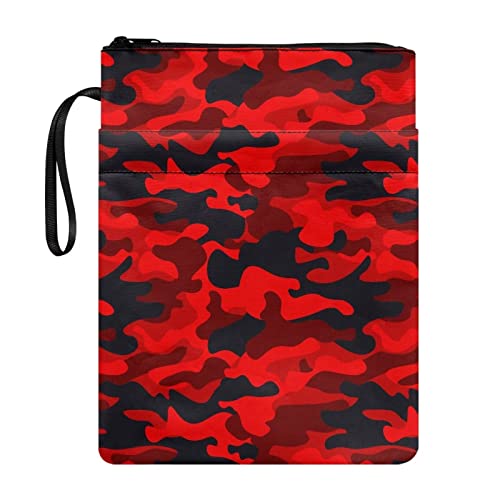 STUOARTE Camouflage-Buchhülle mit Reißverschluss und Fronttasche, für Kinder, Jungen, Mädchen, tragbarer Buchumschlag für Taschenbuch, 29,5 x 22,6 cm, Buchhülle für Buchliebhaber von STUOARTE