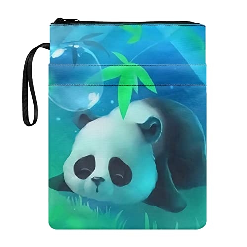 STUOARTE Cartoon-Panda-Buchhülle mit Fronttasche, Buchumschlag für Taschenbücher, waschbarer Stoff, weicher Buchschutz für Buchliebhaber, Mädchen, Jungen, Kinder von STUOARTE