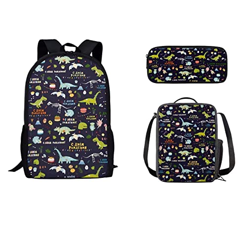 STUOARTE Cartoon Panda Print Cute Kids Bookbag Set 3 Piece for Students, Boys Girls Backpack Set with Lunch Box Pen Bag, Light Travel School Bag, Large Capacity von STUOARTE