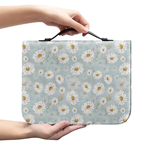 STUOARTE Daisy Bibelhülle für Frauen, PU-Leder, Bibelhalter, wasserdichte Bibelabdeckung, Tragetasche, Reißverschluss und Taschen, Bibelabdeckung, Tragetasche, Geschenk für Frauen, Mädchen, Kinder von STUOARTE