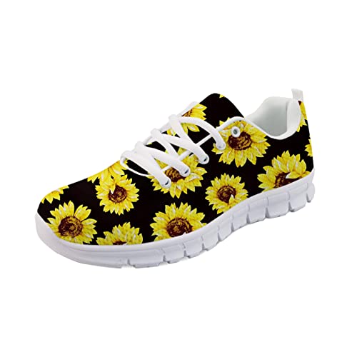 STUOARTE Damen-Sneaker für Mädchen und Damen, lässig, Hahn-Muster, Laufschuhe, leicht, Outdoor-Turnschuhe, strapazierfähig, atmungsaktiv, Sportschuhe, Sonnenblumen, 39 EU von STUOARTE