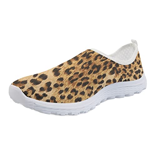 STUOARTE Damen-Sneaker zum Hineinschlüpfen, flach, modisch, Sneaker, rutschfeste Gummisohle, Leopard Animal Print Brown, 39 EU von STUOARTE