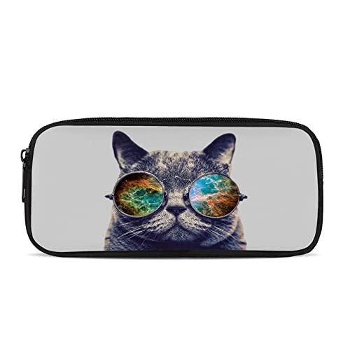 STUOARTE Federmäppchen mit großem Fassungsvermögen, für Büro, Schule, Schreibwaren, Kosmetiktaschen für Kinder, Erwachsene, Damen, Herren, Galaxy Sonnenbrille Katze Design, Schuhtasche von STUOARTE