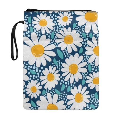 STUOARTE Flower Daisy Book Protector Pouch Book Sleeve with Zipper Student Tacher Book Cover for Book Lovers Girl Women Book Cover for Paperbacks Hardcover Notebook Bible Journal Textbooks von STUOARTE