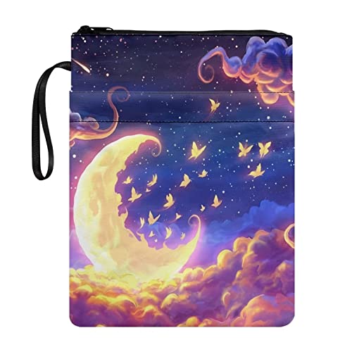 STUOARTE Galaxy Cartoon Moon Book Sleeve for Women Kids, Book Covers Protector for Paperbacks, Book Sleeves with Zipper, 11.4 X 8.7 Inch, Book Lover Gifts Paperback Book Protector von STUOARTE