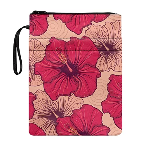 STUOARTE Hibiscus Flower Book Sleeve with Zipper and Front Pocket, Women Girl Book Cover Protector for Paperback, 11.4 x 8.7 Inch, Book Sleeve Cover for Book Lovers von STUOARTE