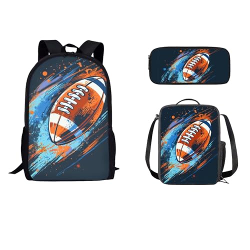 STUOARTE Kinder-Rucksack-Set mit Lunch-Tasche, Federmäppchen, leichte Schultasche für Kinder, Teenager, Jungen, 43,2 cm, Splash Ink Rugby, mehrfarbig, Einheitsgröße, Rucksack, Rucksäcke von STUOARTE