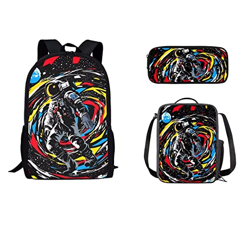 STUOARTE Leichte Schulrucksäcke Mädchen Jungen Cartoon Panda Niedlicher Rucksack mit Lunchtasche und Federmäppchen Kinder 3 in 1 Büchertaschen Schultasche Set, Grün von STUOARTE