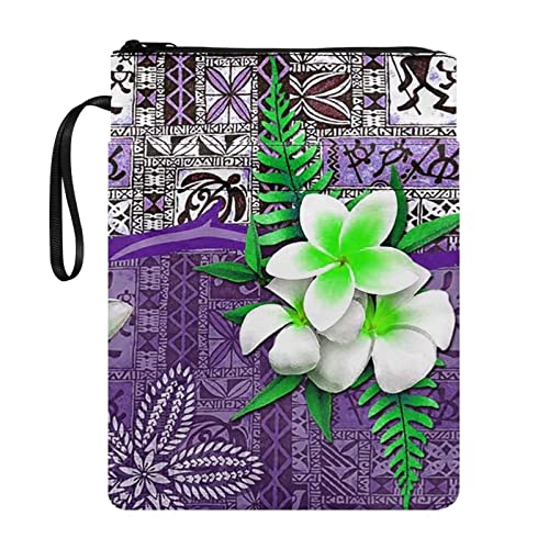 STUOARTE Polynesische Blumen Buchhülle mit Reißverschluss Buchliebhaber Geschenke Mädchen Frauen Lehrer Schriftsteller Buchhülle Leser Buchhüllen für weiche Bücher Schutz Buchtasche mit Tasche von STUOARTE