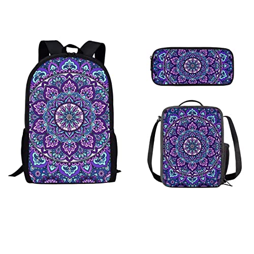 STUOARTE Space Glaxy Print Schulrucksack-Set mit Brotdose Federmäppchen für Jungen Mädchen Leichte Teen Kinder Schultaschen 3er Set College Büchertasche Große Kapazität 17 Zoll Laptoptasche von STUOARTE