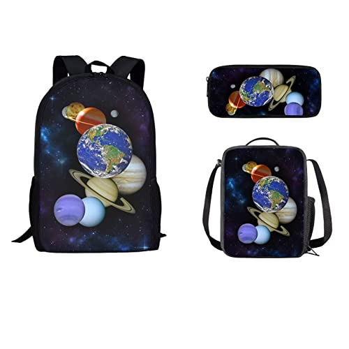 STUOARTE Tropische Ananas Print 3 Stück Schulbuch Tasche Set für Teens Casual Schulrucksack mit Lunchbox Stiftetui Schulranzen Set Große Kapazität Reise Daypack für Kinder von STUOARTE