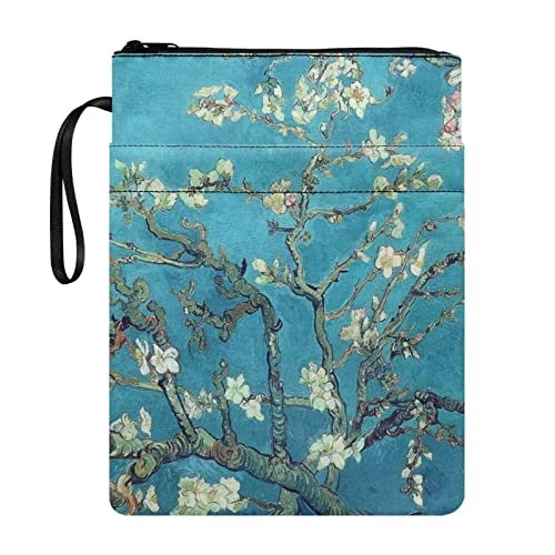 STUOARTE Van Gogh Buchhülle mit Aprikosenblüte für Liebhaber, Blumen, Buchhülle mit Reißverschluss, für Damen, Mädchen, Buchschutz, Tasche für Taschenbuch, waschbar, Bucheinband, Tasche, Teenager, von STUOARTE