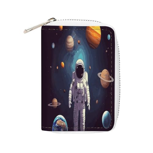 STVNKML Astronaut Sonnensystem Planeten Leder Kartentasche Tragbare Münzgeldbörse Mini Kleingeldhalter Münzfach PU Geldbörse Kartenetuis Clutch Taschen für Damen Herren Stil 16 x 11,5 cm, Stil:, von STVNKML