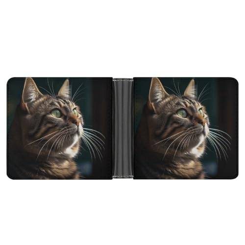 STVNKML Earth and Moon Geldbörse aus Leder mit 2 versteckten Taschen, 6 Kartenfächern, schlanke Brieftaschen für Bargeld, Karten und Ausweise, Tabby Cat Bilder, Einheitsgröße, Modern von STVNKML