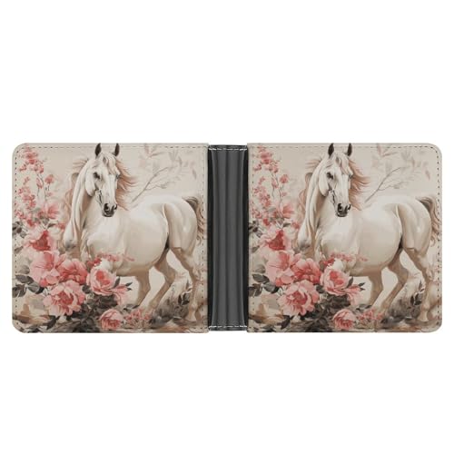 STVNKML Gelbe Geldbörse mit Cartoon-Huhn-Motiv, Leder, 2 versteckte Taschen, 6 Kartenfächer, schlanke Brieftaschen für Bargeld, Karten und Ausweise, Pferdebild, Einheitsgröße, Modern von STVNKML