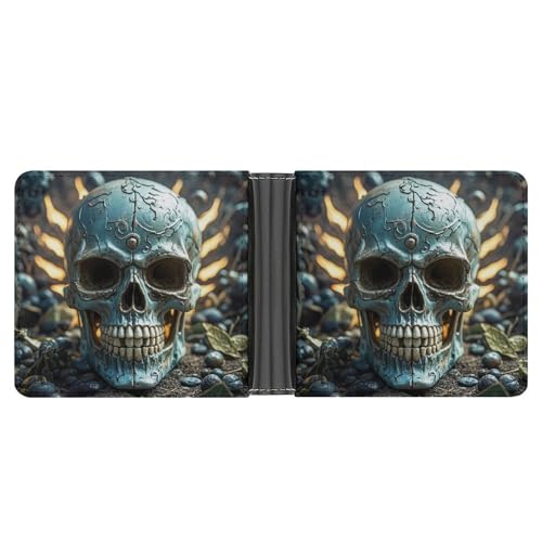 STVNKML Patriotic Stars Strips Independence Day Geldbörse aus Leder mit 2 versteckten Taschen, 6 Kartenfächern, schlanke Brieftaschen für Bargeld, Karten und Ausweise, Cool Evil Skull, Einheitsgröße von STVNKML