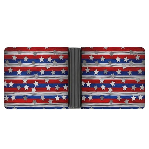 STVNKML Patriotic Stars Strips Independence Day Geldbörse aus Leder mit 2 versteckten Taschen, 6 Kartenfächern, schlanke Brieftaschen für Bargeld, Karten und Ausweise, Patriotic Stars Stripes von STVNKML
