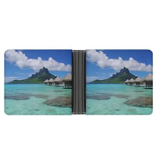 STVNKML Patriotic Stars Strips Independence Day Geldbörse aus Leder mit 2 versteckten Taschen, 6 Kartenfächern, schlanke Brieftaschen für Bargeld, Karten und Ausweise, Tahiti Beach, Einheitsgröße von STVNKML