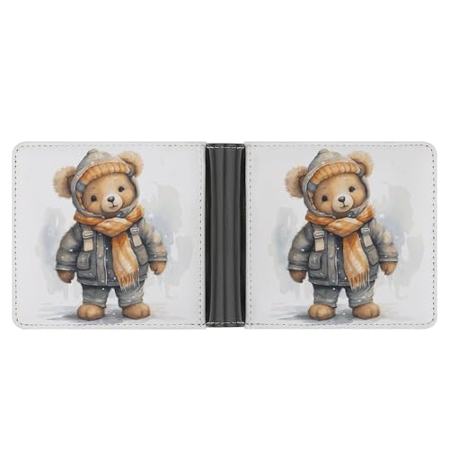 STVNKML Peace Dove Geldbörse aus Leder mit 2 versteckten Taschen, 6 Kartenfächern, schlanke Brieftaschen für Bargeld, Karten und Ausweise, Süßer Bär, Einheitsgröße, Modern von STVNKML